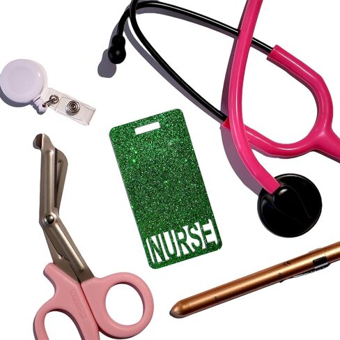 Glitter Acrylic Nurse Badge Buddy, Vertical ID Card Holder, 2.25 x 4.35 inches, Multiple Colors (Black Glitter) in Kuwait