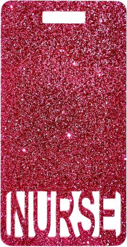 Glitter Acrylic Nurse Badge Buddy, Vertical ID Card Holder, 2.25 x 4.35 inches, Multiple Colors (Black Glitter) in Kuwait