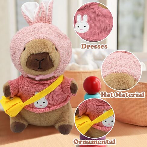 Capybara Plush with 11 Pcs Costume and Accessories,Capybara Plush Dress Up Toy,Adorable Capybara Gifts for Boys and Girls,Birthday Gift in Saudi Arabia