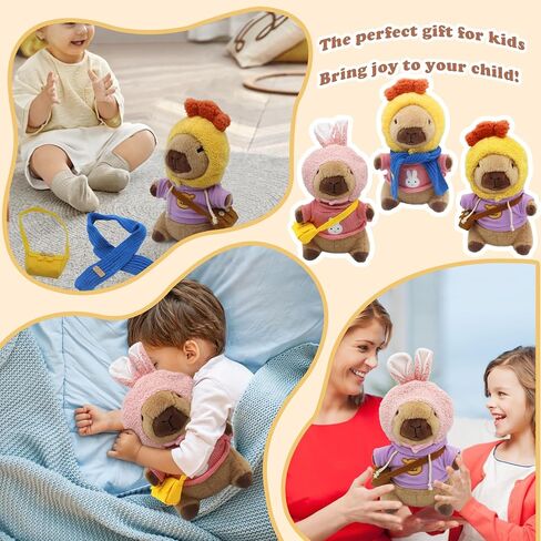 Capybara Plush with 11 Pcs Costume and Accessories,Capybara Plush Dress Up Toy,Adorable Capybara Gifts for Boys and Girls,Birthday Gift in Saudi Arabia
