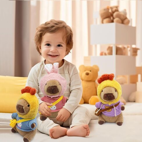 Capybara Plush with 11 Pcs Costume and Accessories,Capybara Plush Dress Up Toy,Adorable Capybara Gifts for Boys and Girls,Birthday Gift in Saudi Arabia