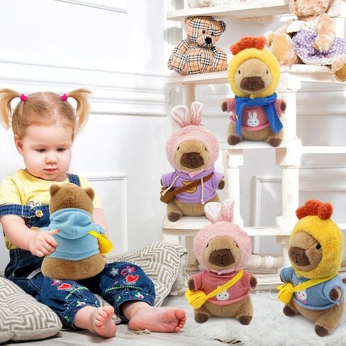 Capybara Plush with 11 Pcs Costume and Accessories,Capybara Plush Dress Up Toy,Adorable Capybara Gifts for Boys and Girls,Birthday Gift in Saudi Arabia
