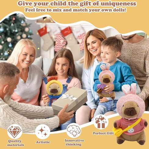 Capybara Plush with 11 Pcs Costume and Accessories,Capybara Plush Dress Up Toy,Adorable Capybara Gifts for Boys and Girls,Birthday Gift in Saudi Arabia