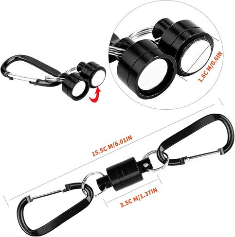 Magnetic Quick Release Keychain with 2 Pcs Aluminum D Ring Carabiners Landing Holder Screw Locking Buckle Hook D Shape Spring Snap Keychain Clips for Fly Fishing Magnet Metal Hooks(Red) in Kuwait