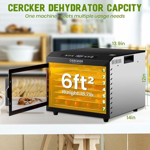 Food-Dehydrator Machine 9 Stainless Steel Trays, 1000W Fruit Dehydrator,7.7ft² Meat-Dehydrator for Jerky,190ºF Temperature Control,24H Timer Dehydrator Machine,Jerky-Dehydrator for Herbs,Beef in Kuwait