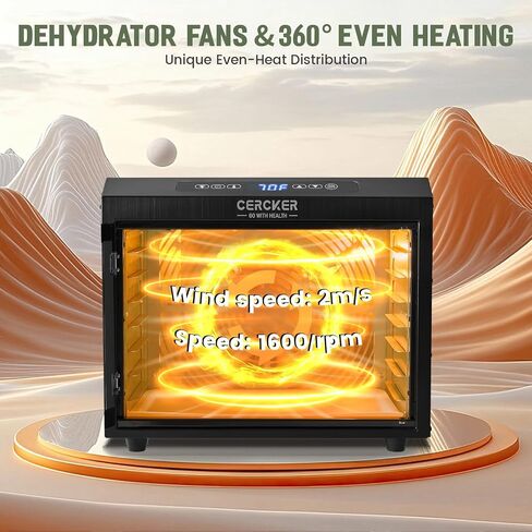 Food-Dehydrator Machine 9 Stainless Steel Trays, 1000W Fruit Dehydrator,7.7ft² Meat-Dehydrator for Jerky,190ºF Temperature Control,24H Timer Dehydrator Machine,Jerky-Dehydrator for Herbs,Beef in Kuwait