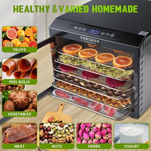 Food-Dehydrator Machine 9 Stainless Steel Trays, 1000W Fruit Dehydrator,7.7ft² Meat-Dehydrator for Jerky,190ºF Temperature Control,24H Timer Dehydrator Machine,Jerky-Dehydrator for Herbs,Beef in Kuwait