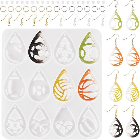Craftdady Mushroom Earring Resin Mold Cartoon Mushroom Silicone Casting Mold Cute Vegetable Epoxy Pendant Molds with Earring Hooks Jump Rings Ear Nuts for Jewelry Making Crafts in Saudi Arabia
