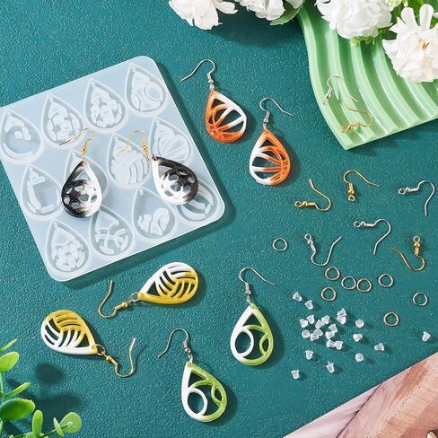 Craftdady Mushroom Earring Resin Mold Cartoon Mushroom Silicone Casting Mold Cute Vegetable Epoxy Pendant Molds with Earring Hooks Jump Rings Ear Nuts for Jewelry Making Crafts in Saudi Arabia