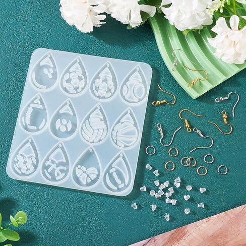 Craftdady Mushroom Earring Resin Mold Cartoon Mushroom Silicone Casting Mold Cute Vegetable Epoxy Pendant Molds with Earring Hooks Jump Rings Ear Nuts for Jewelry Making Crafts in Saudi Arabia