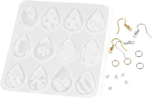 Craftdady Mushroom Earring Resin Mold Cartoon Mushroom Silicone Casting Mold Cute Vegetable Epoxy Pendant Molds with Earring Hooks Jump Rings Ear Nuts for Jewelry Making Crafts in Saudi Arabia