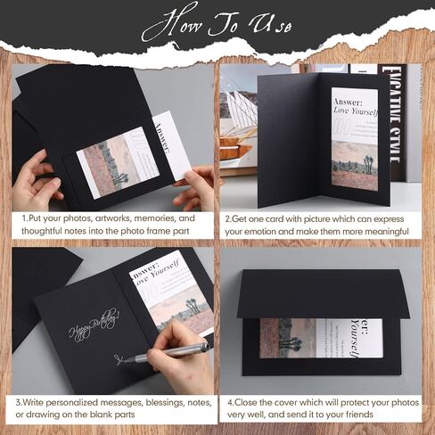 Fainne 200 Pack Photo Folders Cardboard Picture Frame Photo Frame Note Cards Cardboard Folders Paper Greeting Cards Inserts for Portraits Christmas Wedding Graduation (4 x 6 Inch,White) in Saudi Arabia