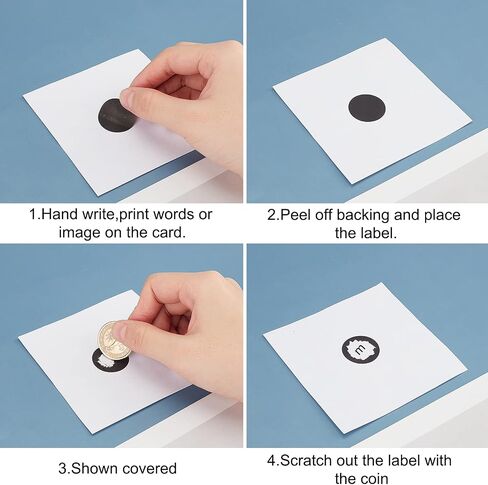 Fingerinspire 300pcs/Roll Scratch Off Sticker Round Labels ، مصمم لإنشاء بطاقات الخدش الخاصة بك ، السحوبات ، العروض الترويجية ، الزفاف 25 مم/1 بوصة (أسود) in Kuwait