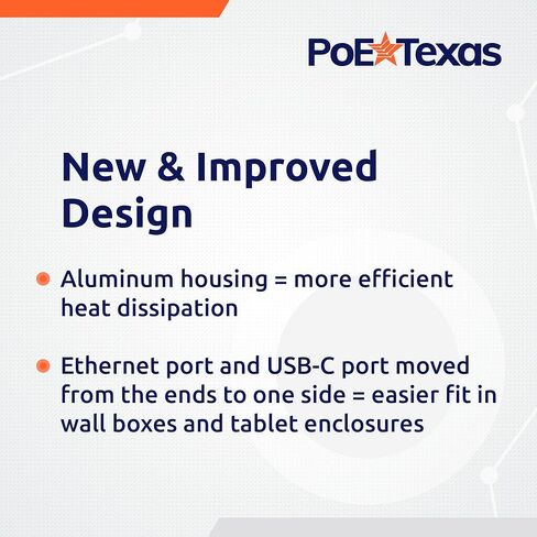 PoE Texas PoE+ to USB-C Splitter - PoE+ Splitter USB-C 25W Power Delivery for iPad, Tablet, Google Nest Cam - Convert PoE to 5V, 9V, 12V, 15V or 20V in Kuwait