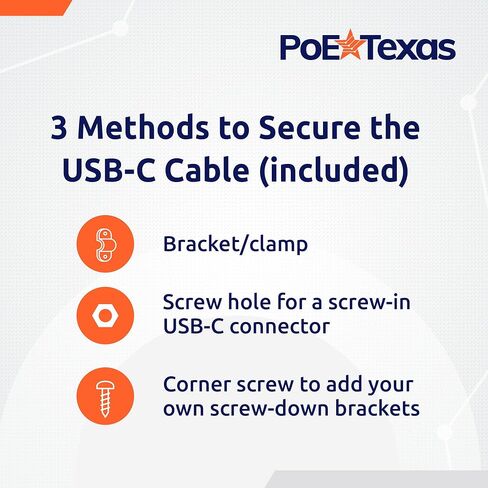 PoE Texas PoE+ to USB-C Splitter - PoE+ Splitter USB-C 25W Power Delivery for iPad, Tablet, Google Nest Cam - Convert PoE to 5V, 9V, 12V, 15V or 20V in Kuwait