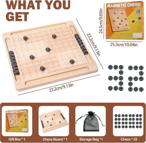 Magnetic Chess Game with Stones 32 Pcs Magnetic Balls, Fun Board Games for 2-4 Players, Perfect for Family Game Night and Gift Giving in Saudi Arabia