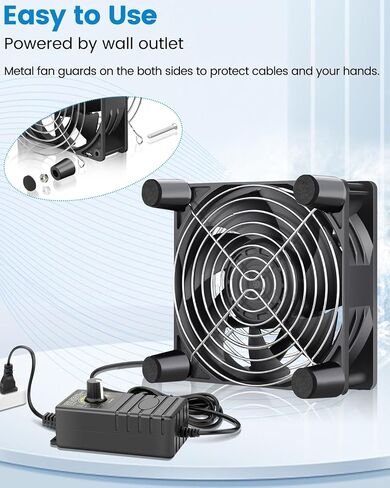 GDSTIME 120mm IP67 Waterproof Fan w/Speed Controller 110V 120V AC Powered | 12V Computer Fan with AC Plug, for Terrarium, Biltong Box, Chicken Coop, Greenhouse Cabinet, DIY Cooling Ventilation Projects in Kuwait