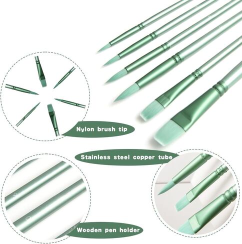 Acrylic Paint Brush Set, 6 pcs Watercolor Brushes, Painting Brush Nylon Hair Brushes for All Purpose Oil Watercolor Painting Beginner Kits (6, Pink) in Kuwait