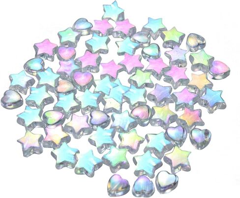 pson 100PCS Mini Acrylic Beads, Light Pink 10mm Star & 8mm Heart Shape Beads, Small Crystal Plastic Beads for Necklace, Bracelet Making, DIY Jewelry Crafts, DIY in Saudi Arabia