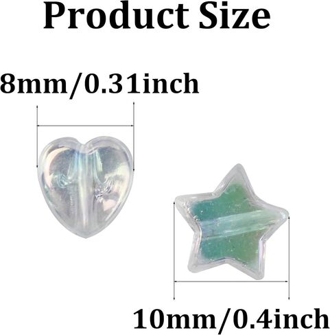 pson 100PCS Mini Acrylic Beads, Light Pink 10mm Star & 8mm Heart Shape Beads, Small Crystal Plastic Beads for Necklace, Bracelet Making, DIY Jewelry Crafts, DIY in Saudi Arabia
