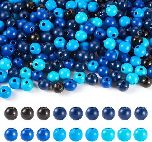 Cheriswelry 240Pcs 16mm Natural Wood Beads Wooden Farmhouse Beads Round Wooden Craft Beads Garland Braids Macrame Loose Spacer Beads for Keychain Lanyard Necklace Bracelet (Blue) in Saudi Arabia
