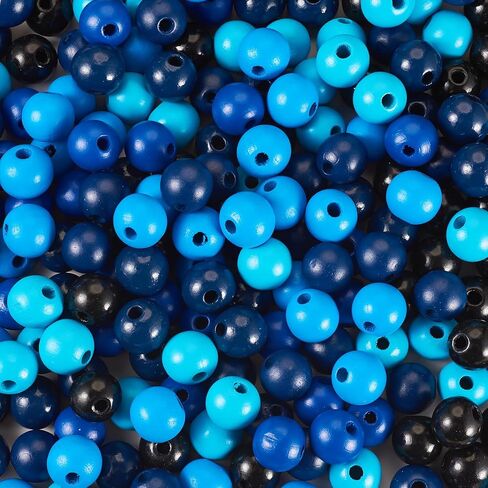 Cheriswelry 240Pcs 16mm Natural Wood Beads Wooden Farmhouse Beads Round Wooden Craft Beads Garland Braids Macrame Loose Spacer Beads for Keychain Lanyard Necklace Bracelet (Blue) in Saudi Arabia