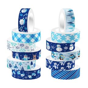 الشريط عيد الميلاد Washi 12 رولز الثلج Snowflake شريط washi مجموعة التعبئة الشريط الغسلي شريط لاصق ملصقات الورق الزخرفية شريط زخرفة لهدايا عيد الميلاد لف يرفقة الفنون DIY