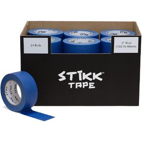 24 Roll Case 2" inch x 60yd STIKK Blue Painters Tape Multi Surface Crepe Paper 14 Day Easy Removal Trim Edge Finishing (1.88" in 48mm)