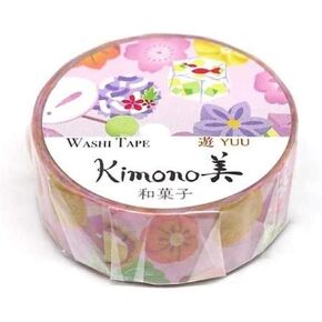 Japanese Confectionery Dessert Wagashi Washi Tape 15mm - Kamiiso Kimono for Scrapbooking Photo Album DIY