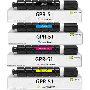 GPR51 Toner Cartridge with Chip Compatible with Canon GPR-51 Toner ImageRunner Advance C250 C250if C350 C350if Printers (4 Packs,Black, Cyan, Magenta, Yellow)