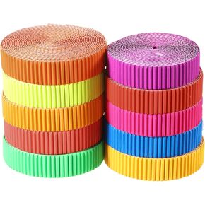 Rebower Corrugated Cardboard Paper Sheets, Corrugated Paper Cardboard Inserts [for Craft and DIY Projects] - 0.8x26.7 Inch/Fluorescent 10 Assorted Colors/1 Set
