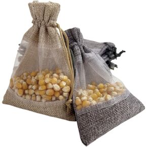 Daihellenstone 20 Pack 4x 5.6 بوصة الكتان أكياس الخيش الأورجانزا مع الرباط لحفلات حفلات الزفاف عيد الميلاد للحفلات
