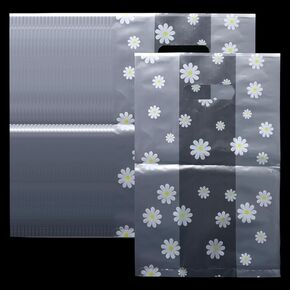 HONBAY 30PCS أكياس التسوق البلاستيكية مع مقبض Daisy Pattern Cake Bread Goadies تعامل مع حقيبة التغليف للهدية تفضيل حفل الزفاف أو الأعمال التجارية الصغيرة