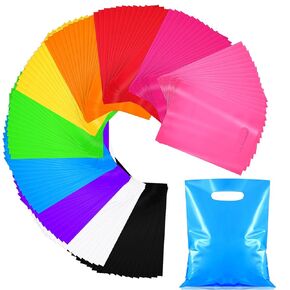Patelai 500 Pcs Small Plastic Gift Bags 7.9 x 11.8 Inch Bags for Birthday Party Small Plastic Bags with Handles Party Favor Bags for Easter, Christmas, Valentine's, Craft Show, Wedding, 10 Color