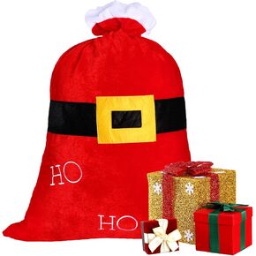 Yeshone Christmas Sack Gift Bag Drawstring Red Velvet Bags Large 28 x 19 Inch Reusable Gift Wrap Bag Xmas Give Decoration for Christmas Party Favor Supplies