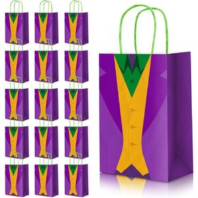 Whaline 24PCS Clown Costume Paper Bag مع مقابض Joker موضوع الحفلة تفضل الحقائب الهدية لعلاج الأكياس لملوازات حفلات عيد ميلاد المهرج الديكور