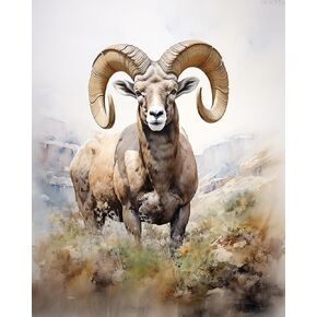طلاء OKSgyta من أرقام أرقام مشهد حيوانات الأغنام بيجورن بأرقام للبالغين المبتدئين DIY Paint Paint Art Kits مسبقًا ، 40x50 سم ، بدون إطار