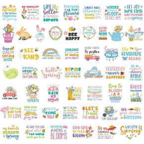 fainne 200 pcs Spring Spring Inspirational ملصقات زهرة ملصقات فينيل مقاومة للماء للأطفال Scrapbooking pvc spring sport say window cling ، 50 style