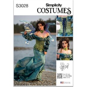 Simplicity SS3028H5 Misses' Fantasy Water Fairy Costume Sewing Pattern Packet by Raine Emery, Design Code S3028, Sizes 6-8-10-12-14, Multicolor