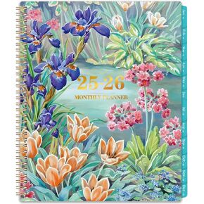 Monthly Planner 2025 - JAN 2025 - DEC 2025, 2025 Planner for Daily Organizing, 9" * 11", Academic Planner, 12 Monthly Calendar with Contacts, Passwords, Back Pocket, Tabs, Floral Design