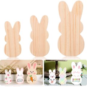 FOBSME 3 PCS عيد الفصح باني أقطاب خشبية غير مكتملة أرنب ثقيلة ديكور صينية فارغة أرنب طاولة خشبية مركزية علامات عيد الفصح الزخرفة الخشبية ل DIY الطلاء ديكور المنزل على الجرف ، 3 حجم