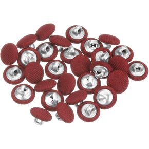 HARFINGTON 30pcs 40L Fabric Cloth Covered Button 25mm Metal Shank Round Sewing Buttons for Suits Dress Blouses, Grey
