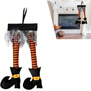 1 PC Car Trunk Decoration Fun Fun Decoration ، 7.87 "× 15.74" Halloween Witch Leg Legens ، Ghost Festival Ornaments Witch Shoes Supplies Home Decoration ، Universal لمعظم السيارات (Orange)