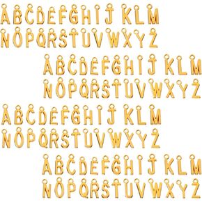 104 PCS سحر رسائل ذهبية لجمع المجوهرات صنع سحر أحرف الأبجدية المعدنية A-Z مع حلقات قفزة مفتوحة Zine Spacer حبات للأساور قلادة قرط المجوهر