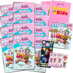 LOL Colling Book Party Parts ~ حزمة من 12 LOL Grab N Go Play Packs مليئة بالملصقات وكتب التلوين المصغرة مع ملصقات منتفخة مكافأة (لوازم Party)