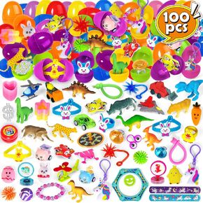 100pcs prected Easter Eggs مع ألعاب الصيد ، وصالح الحفلات لوازم الأطفال ، وأشجار السلة ، والأنشطة المدرسية السائبة ، وجوائز الفصول الدراسية