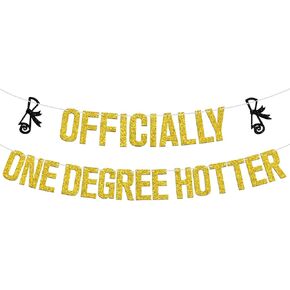 Officially One Degree Hotter Banner, Congrats Grad/Big Degree Energy, 2025 High School/College/Senior Graduation Party Decorations Supplies