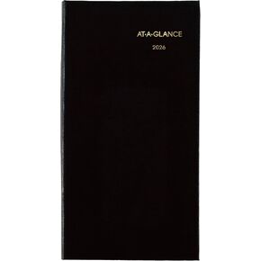 AT-A-GLANCE 2026 مذكرات ، مذكرات غرامة ، أسبوعية وشهرية ، 3 "× 6" ، حجم الجيب ، غلاف فني ، أسود (72020526)