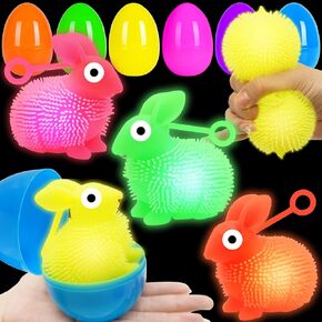 Jumbo Easter Eggs مملوءة 8 حزمة 4 بوصة كرات أرنب منتفخة ، تضيء كرات الضغط ألعاب التوهج في بيض عيد الفصح المظلم لمطاردة بيض عيد الفصح تعامل مع سلة عيد الفصح حزب عيد الفصح لحزب الحفل