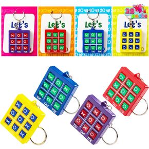 Joyin 28 PCS بطاقات هدايا عيد الحب مع سلسلة مفاتيح Tic-Tac-Toe ، Days Days keychain مجموعة لصالح حفلة الأطفال ، جوائز تبادل الفصول الدراسية ، تبادل بطاقات المعايدة للفتيان الفتيات